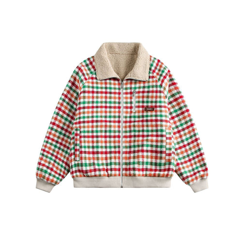 Damen Karierter Teddy‑Fleece‑Blouson im Boxy‑Cut mit Stehkragen Shop Nory