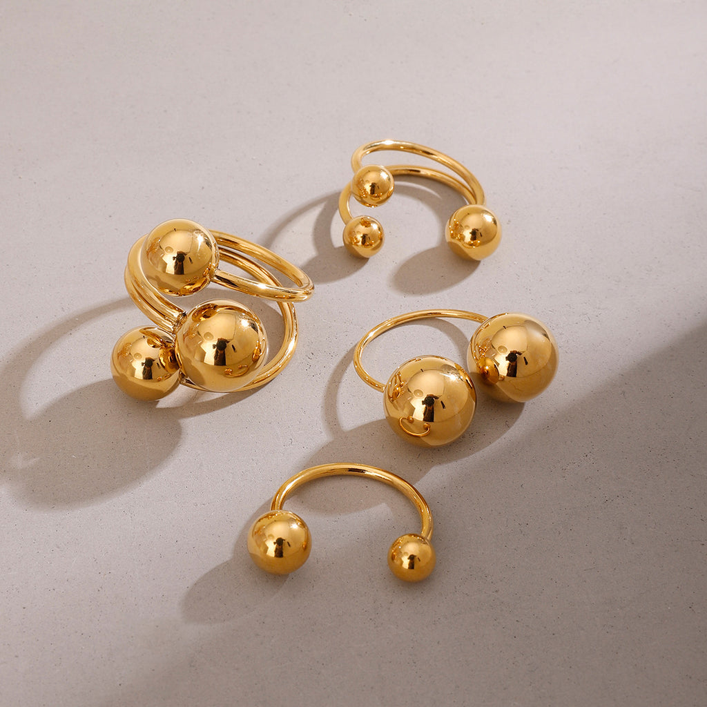 Damen Offener Ring mit elegantem Doppel-Kugel-Design Shop Nory