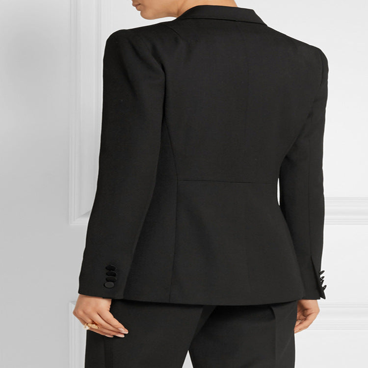 Damen Taillierter Ein-Knopf‑Blazer mit Satinbesatz und konturierter Nahtführung Shop Nory