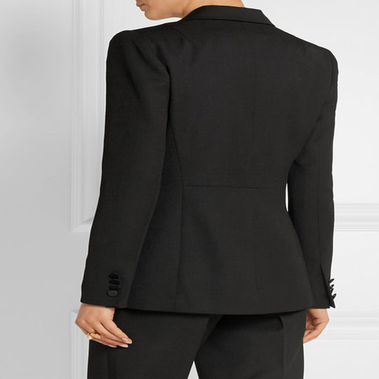Damen Taillierter Ein-Knopf‑Blazer mit Satinbesatz und konturierter Nahtführung Shop Nory