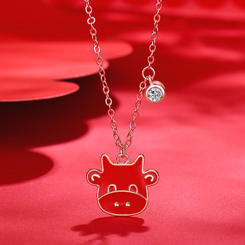 Damen-Halskette mit buntem Monsternmotiv und funkelnden Kristallakzenten Shop Nory