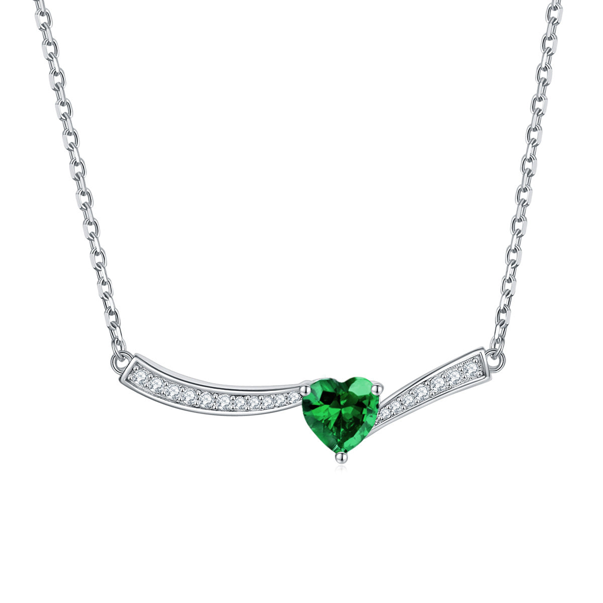 Damen Halskette mit Herzanhänger und funkelnden Zirkonia-Details Shop Nory