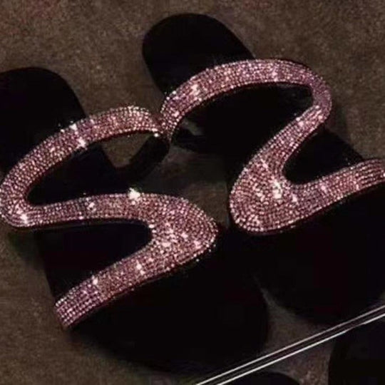 Damen Glitzer-Sandale mit geschwungenen Strass‑Riemen und gepolstertem Komfortfußbett Shop Nory