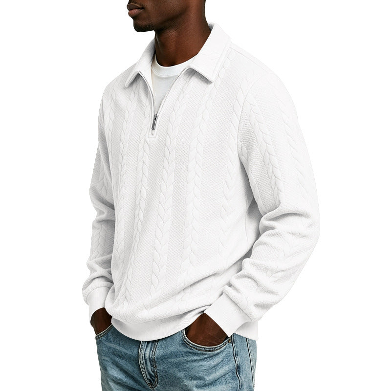 Herren Troyer-Strickpullover mit halbem Reißverschluss und Zopfmuster Shop Nory