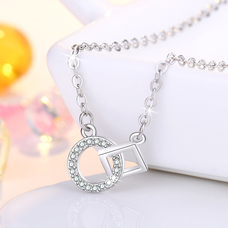 Damen zarte Halskette mit geometrischem Design und funkelnden Zirkonia Shop Nory