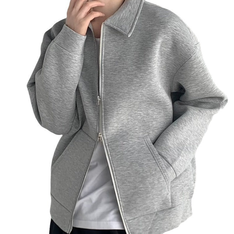 Herren Reißverschluss-Sweatjacke mit Hemdkragen und Oversize-Schnitt Shop Nory