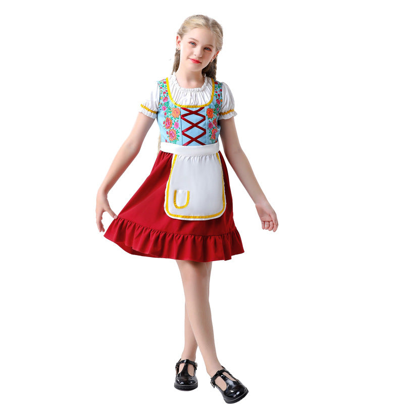 Damen nan traditionelles Dirndlkleid für Kinder mit Schürze und floraler Stickerei Shop Nory