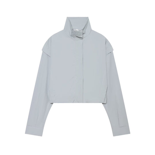 Damen Kurze funktionale Windjacke mit hohem Stehkragen und verdeckter Reißverschluss Shop Nory