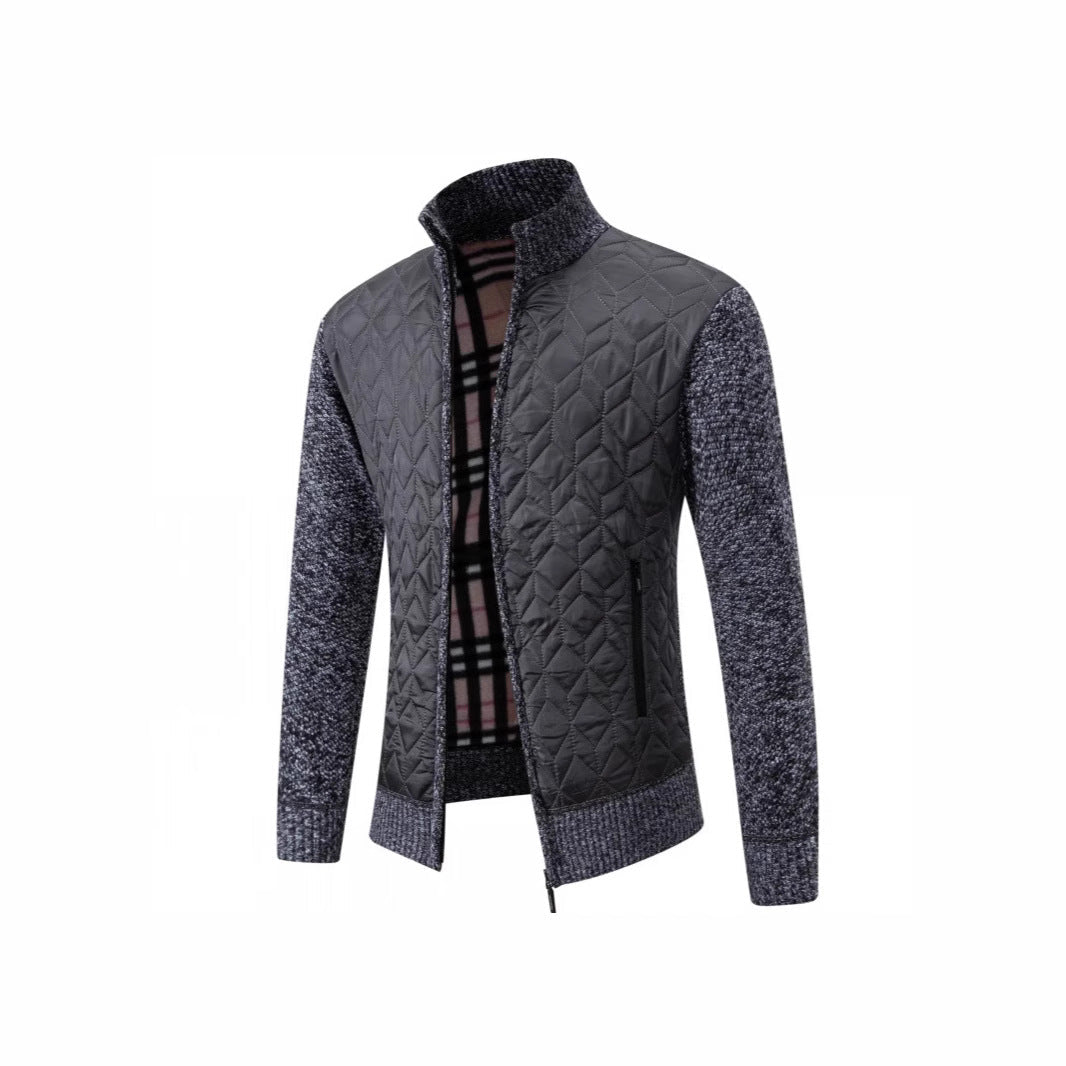 Herren Steppjacke mit hohem Kragen und eleganter Strickästhetik Shopnory