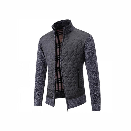 Herren Steppjacke mit hohem Kragen und eleganter Strickästhetik Shopnory