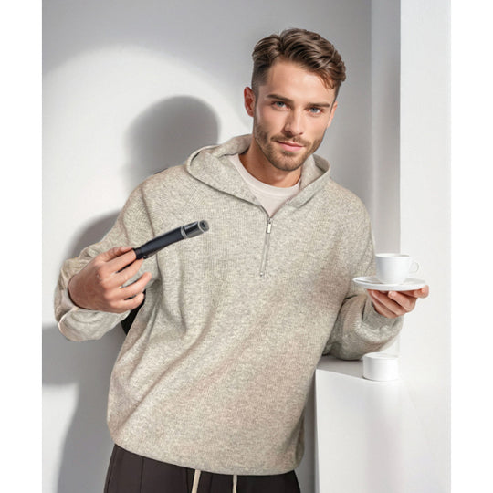 Herren Kapuzen-Halbzip-Pullover aus weichem Strukturstrick Shop Nory