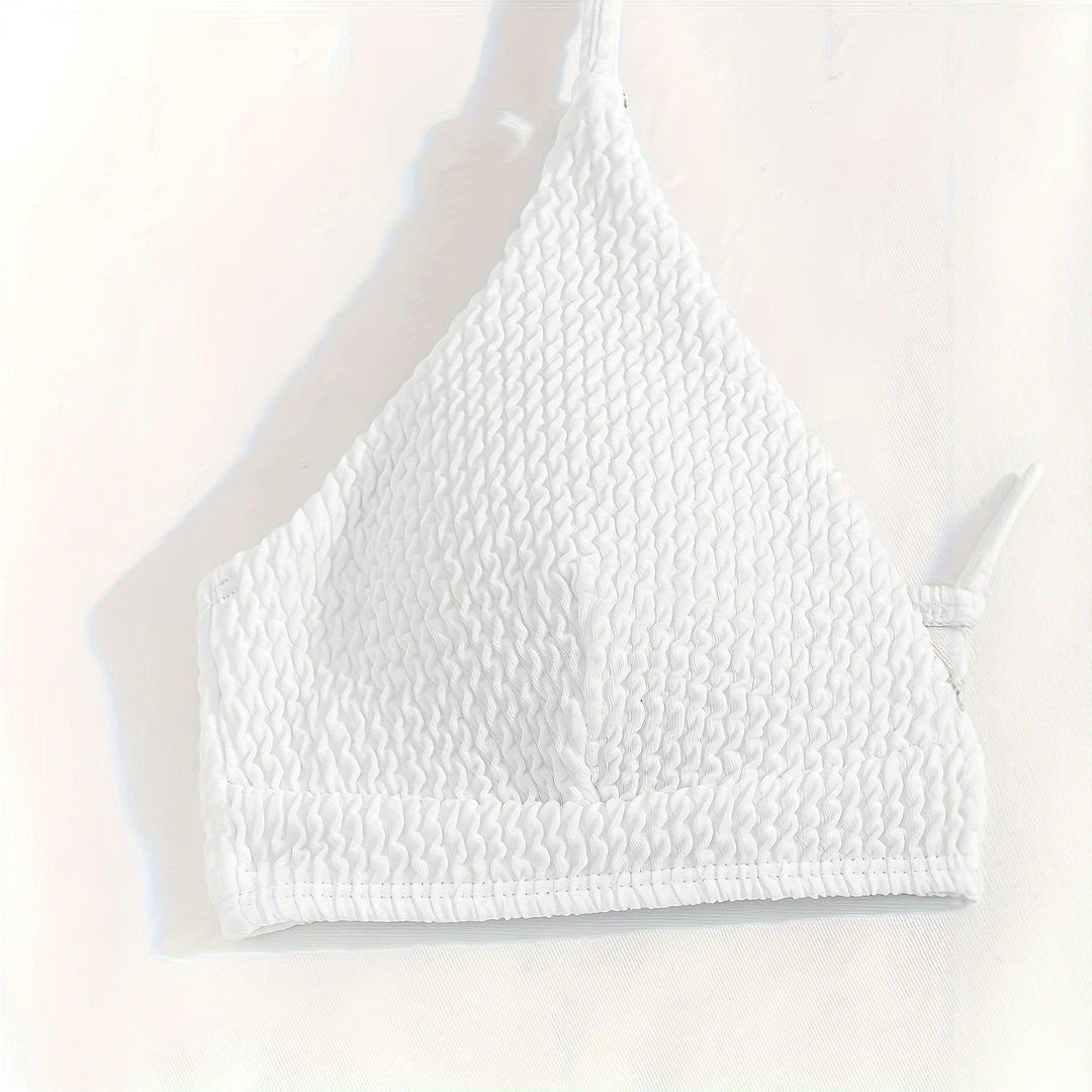 Damen Triangel-Bikini-Set mit strukturiertem Stoff und verstellbaren Trägern