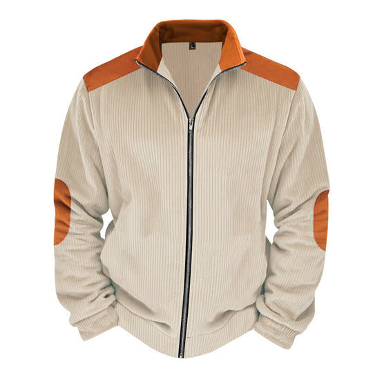 Herren Sportliche Zip-Jacke mit Rippenstruktur und Kontrastärmel