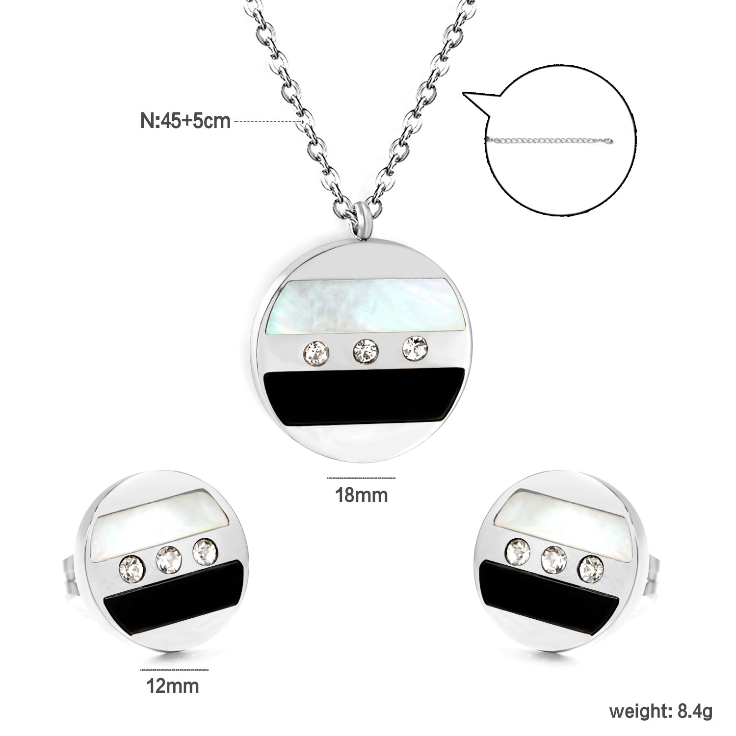 Damen Schmuckset mit Herz-Anhänger und passenden Ohrsteckern Shop Nory