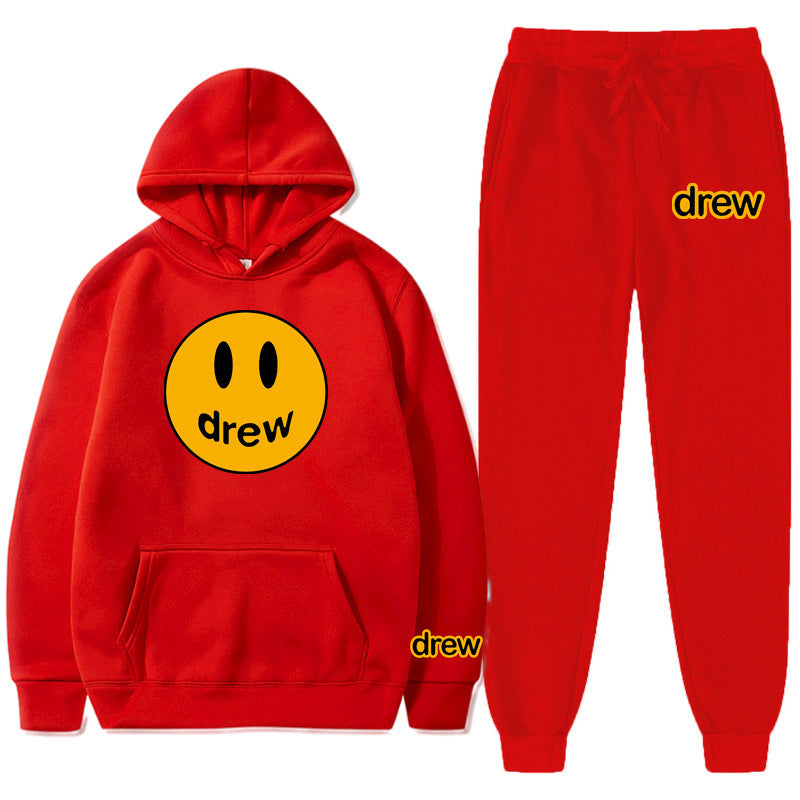 Unisex nan zweiteiliges Lounge-Set aus French-Terry mit Smiley-Print Kapuzenpullover und tapered Jogginghose Shop Nory