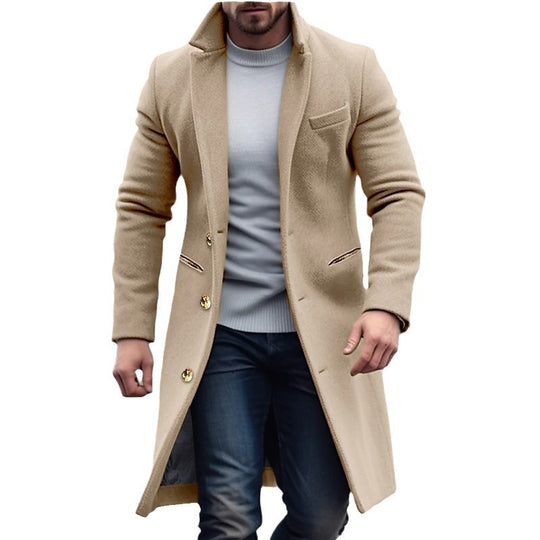 Herren knielanger klassischer Mantel mit gefütterter Innenlage und eleganter Knopfleiste Shop Nory
