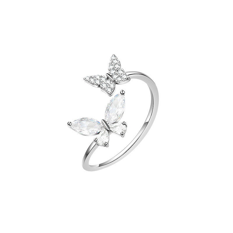 Damenring mit elegantem Schmetterlingsdesign und funkelnden Zirkonia Shop Nory