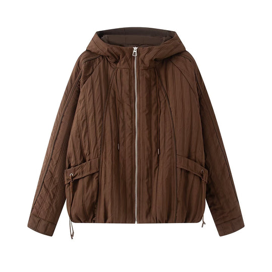 Damen Steppjacke mit Kapuze, Tunnelzug und weitem Schnitt Shop Nory
