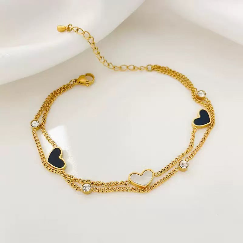 Damen Fußkettchen mit elegantem Herz-Design und funkelnden Zirkonia-Elementen Shop Nory