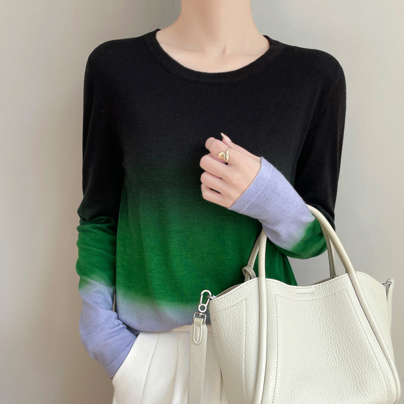 Damen Leichter Verlauf-Feinstrickpullover mit Rundhalsausschnitt und lockerer Passform Shop Nory
