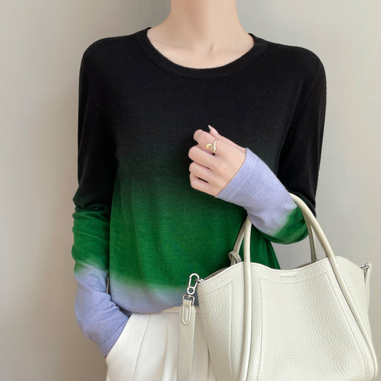 Damen Leichter Verlauf-Feinstrickpullover mit Rundhalsausschnitt und lockerer Passform Shop Nory