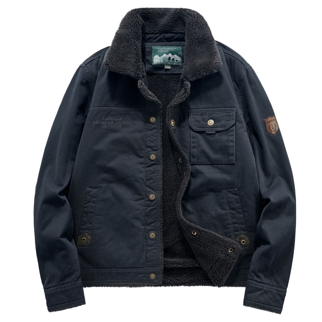 Herren Canvas-Fieldblouson mit Sherpa‑Fütterung, wärmender Teddyinnenlage und Utility-Brusttaschen Shop Nory