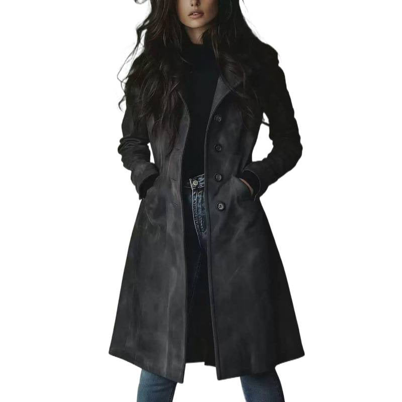 Damen Longline Wollmix-Mantel mit tailliertem Schnitt, Reverskragen und Pattentaschen Shop Nory