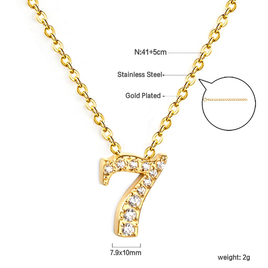Damen Halskette mit funkelndem Ziffern-Anhänger aus hochwertigem Edelstahl Shop Nory