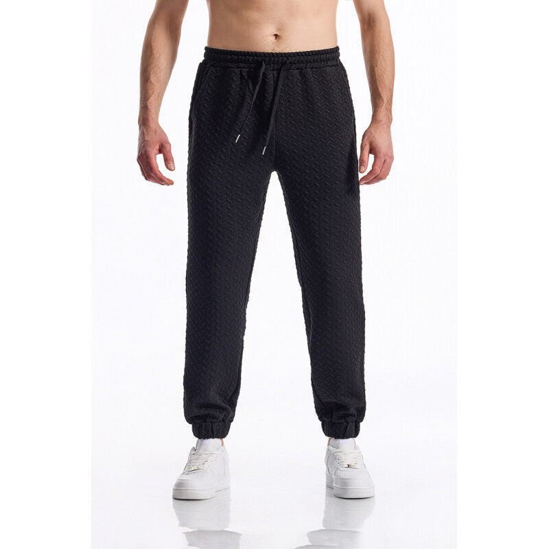 Herren Texturierte Freizeit-Jogginghose mit Elastikbund, Kordelzug und gerippten Bündchen Shop Nory