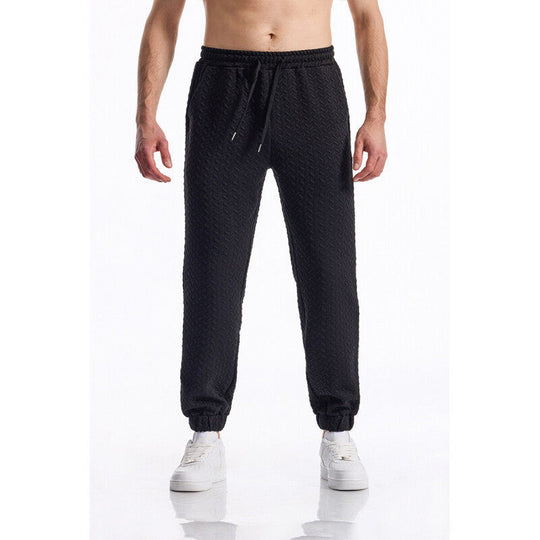 Herren Texturierte Freizeit-Jogginghose mit Elastikbund, Kordelzug und gerippten Bündchen Shop Nory
