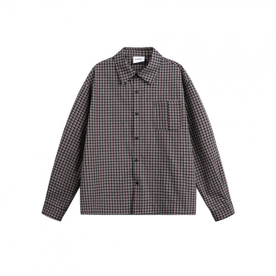 Herren Boxy-Overshirt im feinkarierten Muster mit durchgehender Knopfleiste und aufgesetzter Brusttasche Shop Nory
