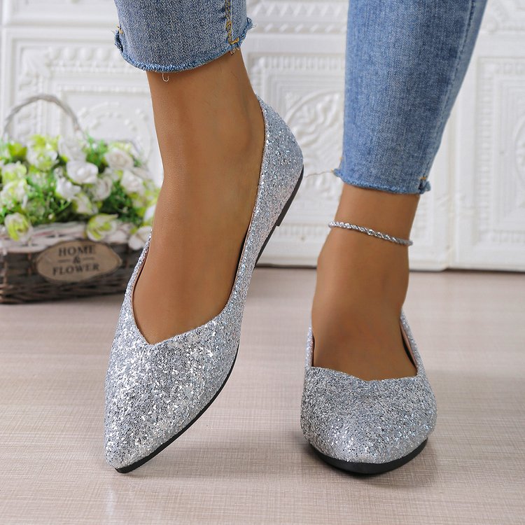 Damen Ballerinas mit funkelndem Glitzerdesign und elegantem spitzem Schnitt Shopnory