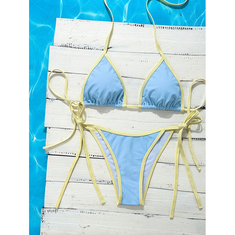 Damen Triangel-Bikini mit verstellbaren Bändern und nahtlosem Design