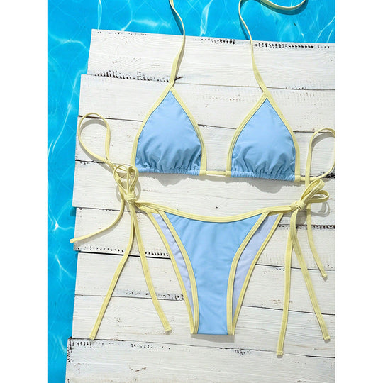 Damen Triangel-Bikini mit verstellbaren Bändern und nahtlosem Design