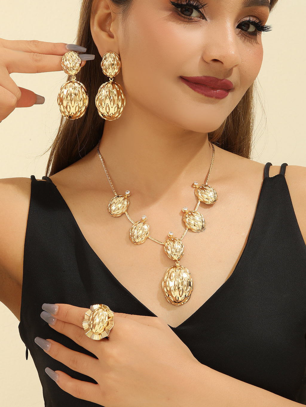 Damen Schmuckset mit elegantem Reliefmuster Shop Nory