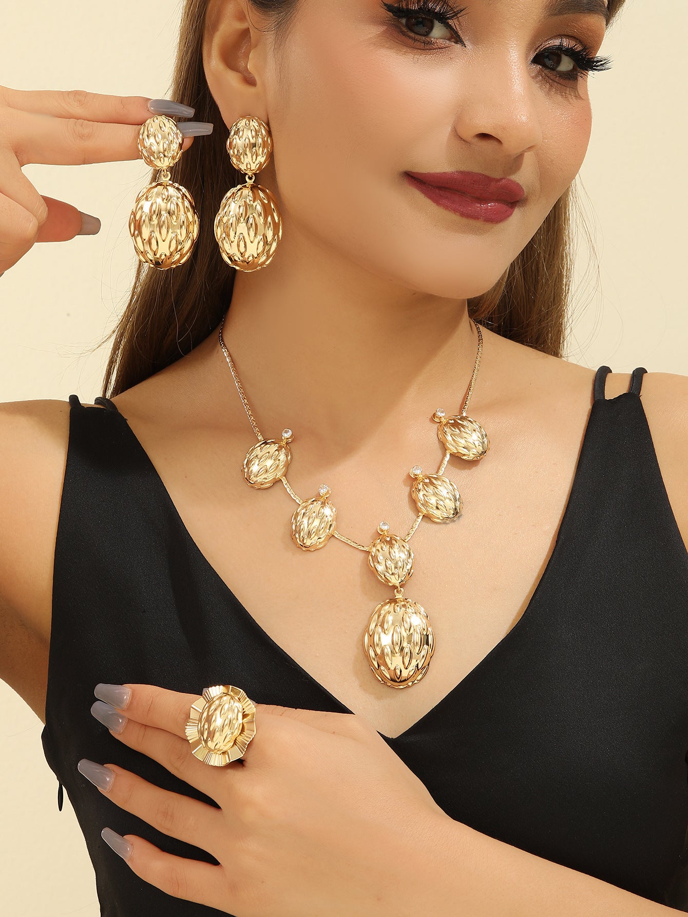 Damen Schmuckset mit elegantem Reliefmuster Shop Nory