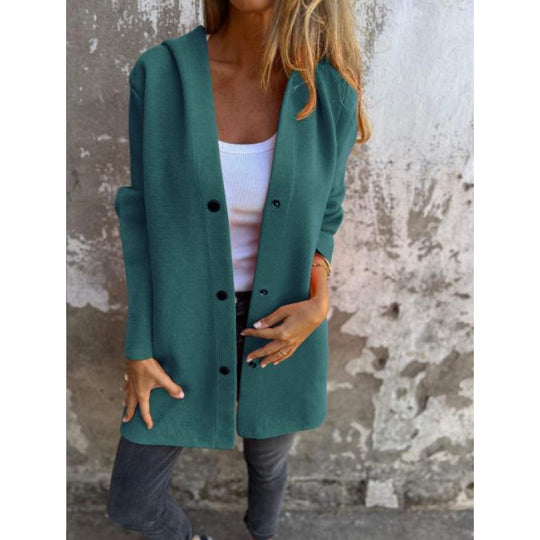 Damen Midilanger Oversize-Mantel aus Wollmix mit klarer Knopfleiste und minimalistischem Revers Shop Nory