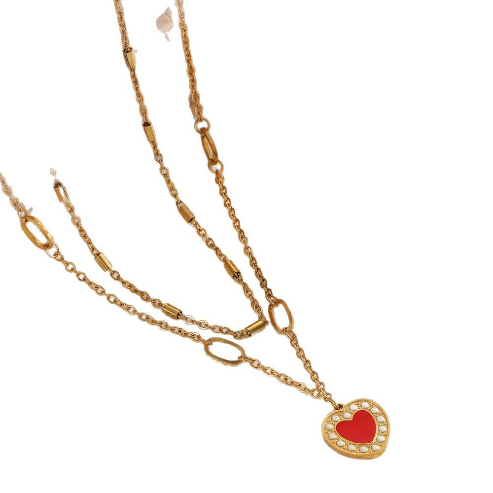 Damen Halskette mit herzförmigem Anhänger und glänzenden Akzenten Shop Nory