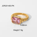 Damenring mit elegantem, facettiertem rosa Stein und gedrehtem Design Shop Nory
