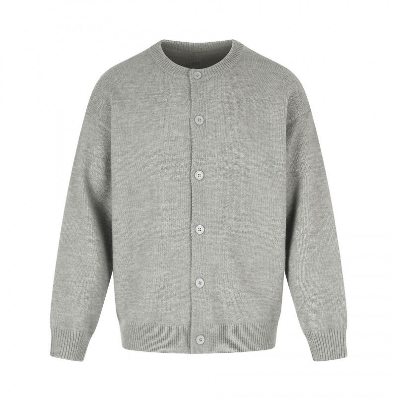 Unisex Boxy-Strickcardigan mit Rundhalsausschnitt und durchgehender Knopfleiste Shop Nory