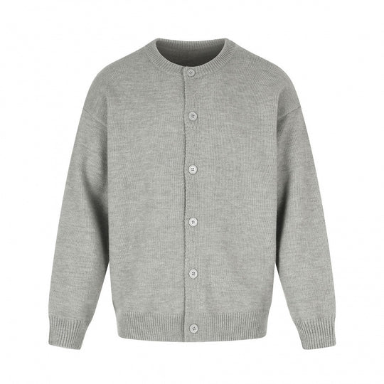 Unisex Boxy-Strickcardigan mit Rundhalsausschnitt und durchgehender Knopfleiste Shop Nory