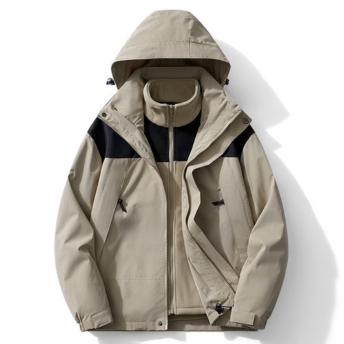 Herren modulare Kapuzenjacke mit separatem Fleece-Innenlayer, wasserabweisender Shell und funktionalen Taschen Shop Nory