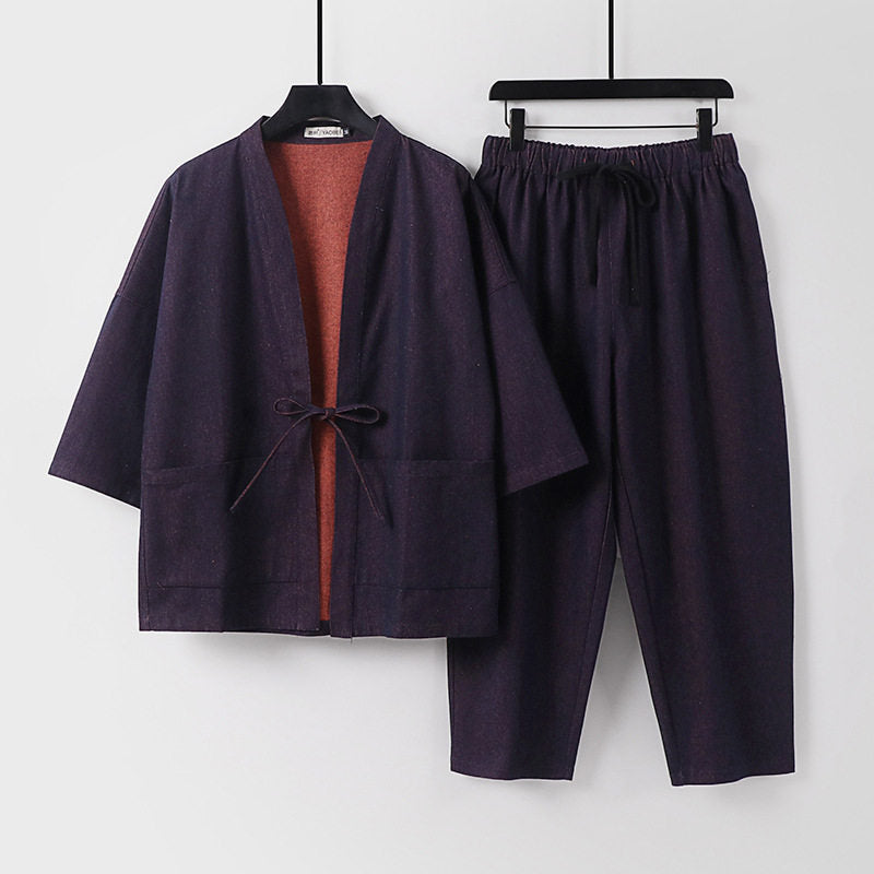 Unisex Kimono-Jacke und lockere Bundhose im Denim-Look Shop Nory