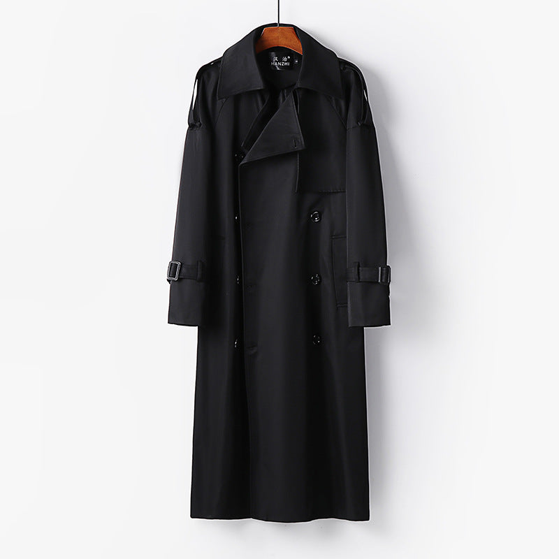 Damen Langer Doppelreihiger Trenchcoat mit Bindegürtel und Epauletten Shop Nory