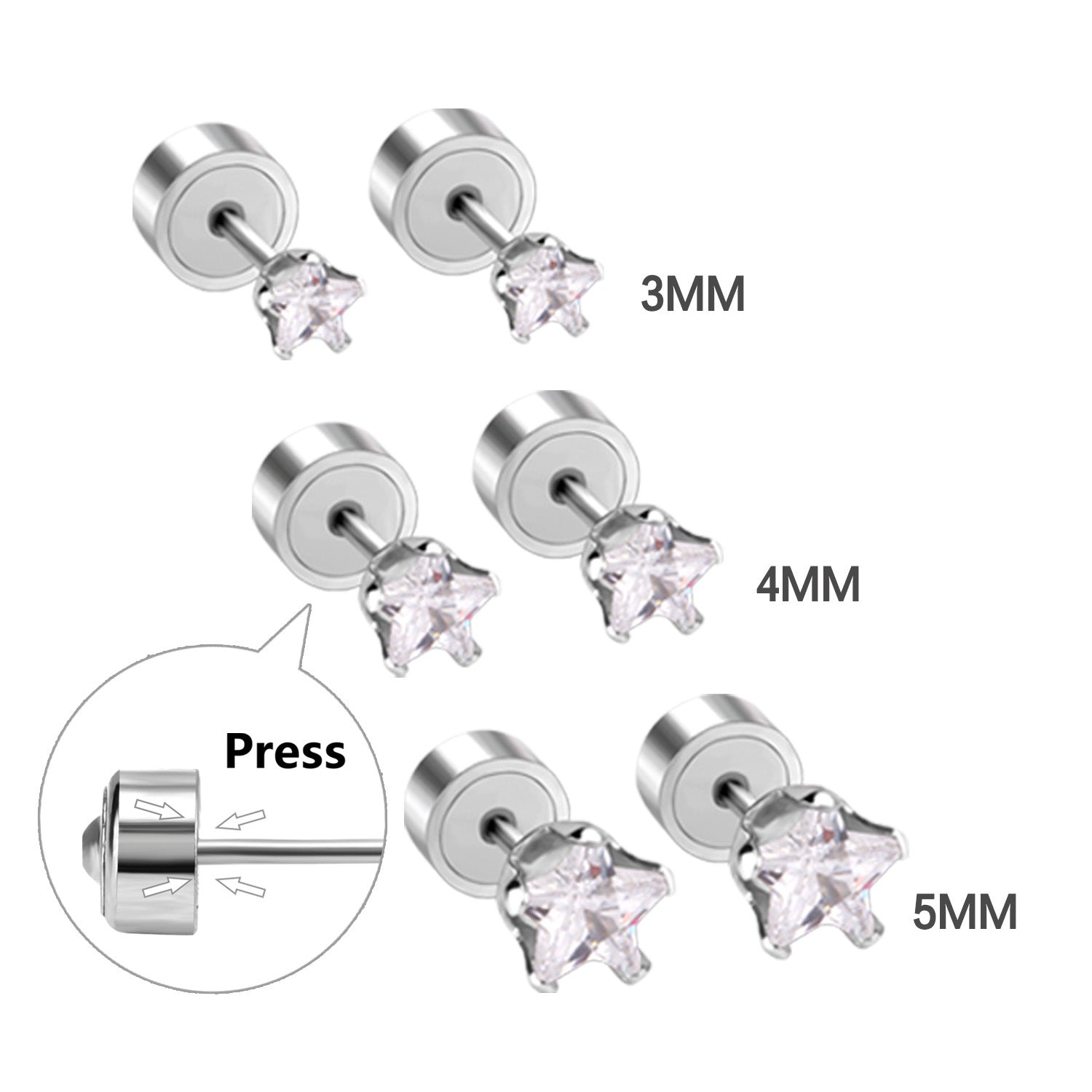 Damen Edelstahl Ohrstecker mit funkelnden Zirkonia Shop Nory