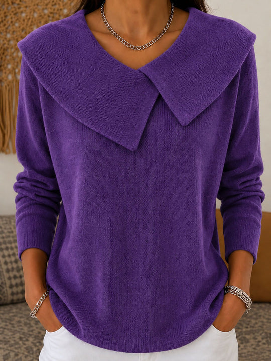 Damen Grobgestrickter Strickpullover mit übergroßem Matrosenkragen Shop Nory