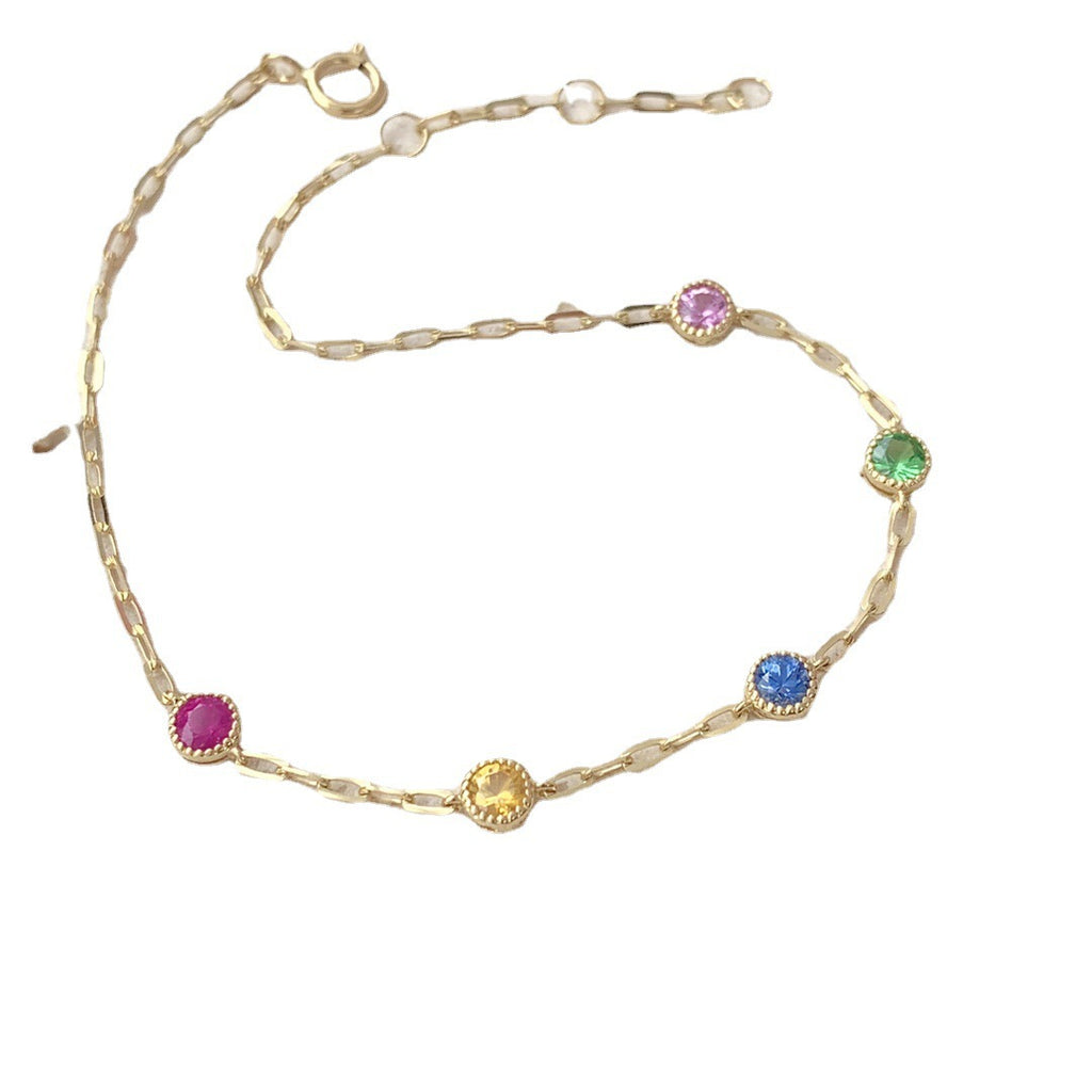 Damen Elegante Halskette mit bunten Kristallen Shop Nory