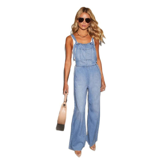 Damen Denim-Latzhose im lässigen Weit-Schnitt