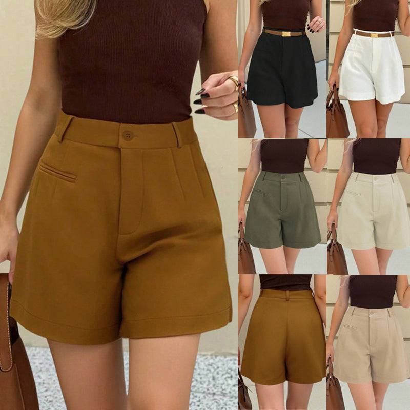 Damen Elegante High‑Waist Culotte‑Shorts mit Bundfalte und Paspeltaschen Shop Nory