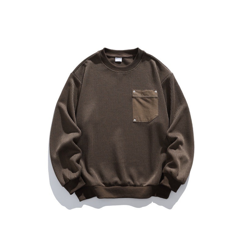 Unisex Waffelstruktur-Sweatshirt mit Brusttasche und elastischem Saum Shop Nory